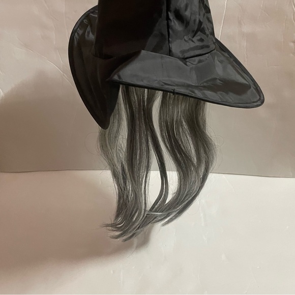 Black Witch Hat with Grey Hair - Picture 2 of 5